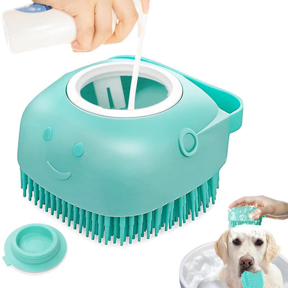 Soft Silicone Dog Bath & Massage Brush with Soap Dispenser